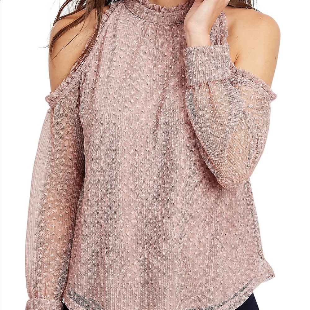 Swiss Dot Cold Shoulder Blouse